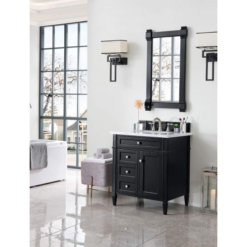  James Martin Brittany 30 Single Vanity, Cottage White with 3 CM Snow White Quartz Top