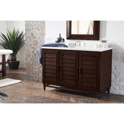  James Martin Vanities James Martin Portland 48 Single Vanity, White Washed Walnut with 4 CM Santa Cecilia Granite Top