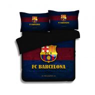 Jameswish Gorgeous Barca Football Duvet Cover Set Heavy-Duty Comfortable Bed Cover for Boy Perfect Fabric 3-Piece 1Duvet Cover Matching 2Pillowshams King Queen Full Twin Size