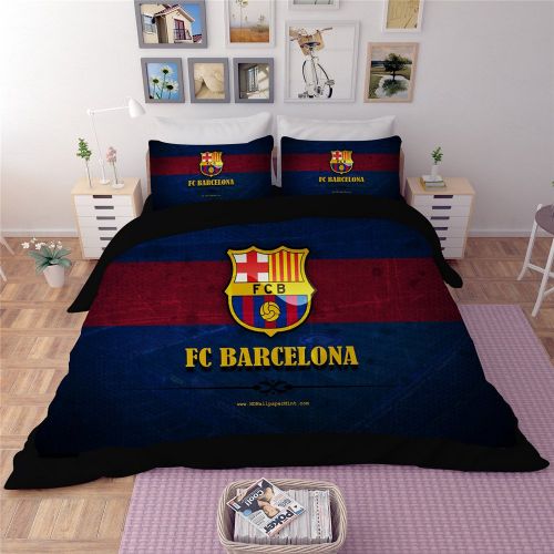  Jameswish Gorgeous Barca Football Duvet Cover Set Heavy-Duty Comfortable Bed Cover for Boy Perfect Fabric 3-Piece 1Duvet Cover Matching 2Pillowshams King Queen Full Twin Size