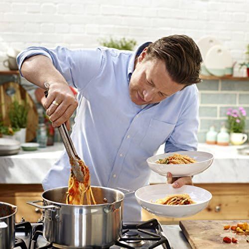  Jamie Oliver Edelstahl Wokpfanne mit Deckel 32 cm / Geeignet fuer alle Herdarten inklusiv Induktion / Hergestellt aus Premium Edelstahl mit kratzfeste Antihaftbeschichtung / Spuelmas