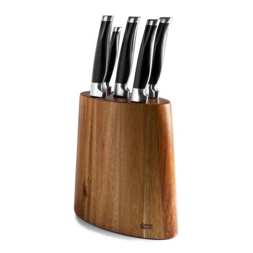  Jamie Oliver Ovaler Messerblock, Kunststoff/Edelstahl/Holz, Schwarz, 23 x 18 x 7.5 cm