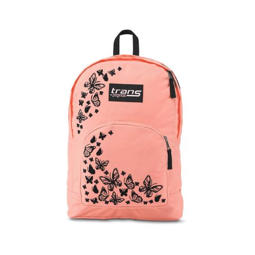  Trans by JanSport Over 17.5 Backpack - Butterfly Print - Coral/Black - Laptop Sleeve