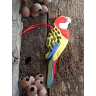 JanWallacePottery Australian Eastern Rosella - Handmade Ceramic Decorative Bird for Garden or Home