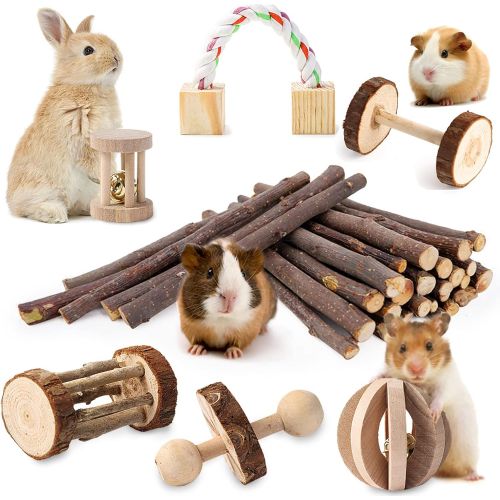  JanYoo Rat Chinchilla Toys Guinea Pig Accessories Bunny Chew Toys for Rabbits Hamster Gerbil