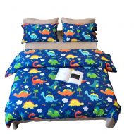 Jane yre New Cartoon Dinosaur Duvet Cover Sets for Kids Teen 100% Cotton Reversible Duvet Cover Dinosaur Queen Comfortable 3 Pieces Boys Girls Bedding Duvet Cover Full Size,NO Comf