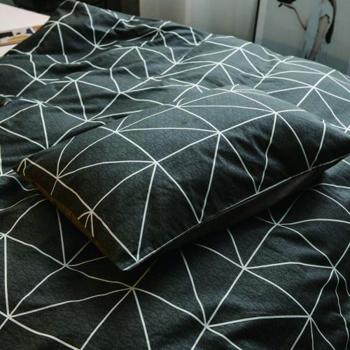  Jane yre Boy Duvet Cover Twin,Plaid Geometric Modern Duvet Cover Bedding Sets for Kids Adults,Ultra Soft Zipper Closure and 4 Ties,No Comforter