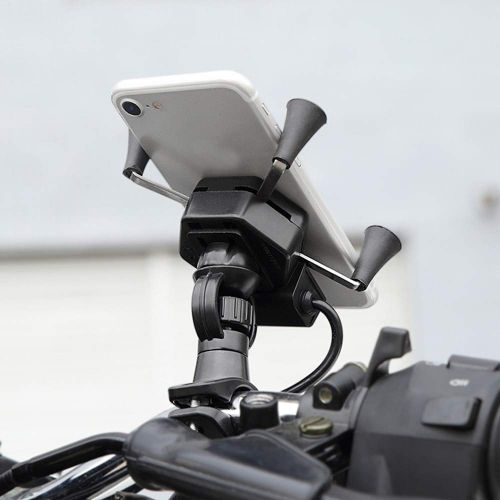  JangGun Store Universal Motorcycle Mobile Phone Holder Rack Navigation Bracket with USB Charging Car Bike Stand