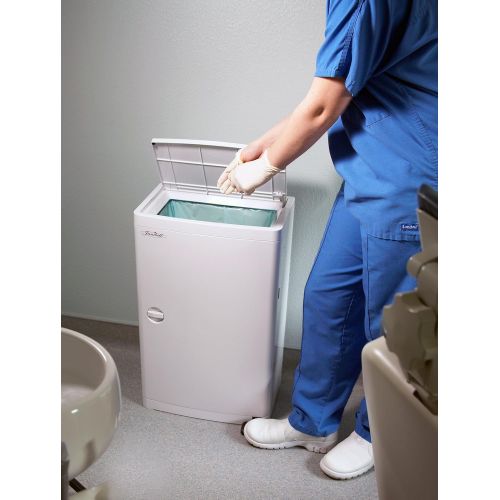  Janibell M400BW ABS 15-Gallon Hygienic Hands-Free Foot Pedal Operated Waste Disposal System, Rectangular, 10-1/4 Width x 15-3/4 Depth x 25-3/16 Height, White