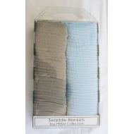Jannuzzi Soft 100% Cotton Muslin Swaddle Blankets, Solid Color, Set of 2 (Grey & Light Blue)