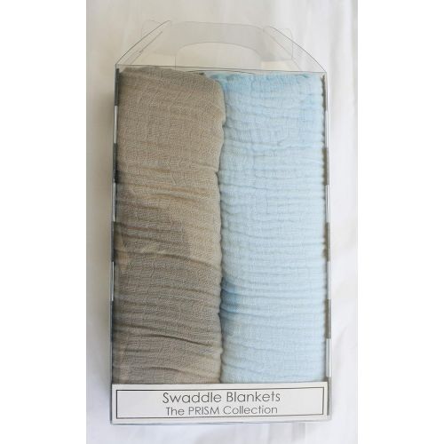  Jannuzzi Soft 100% Cotton Muslin Swaddle Blankets, Solid Color, Set of 2 (Grey & Light Blue)