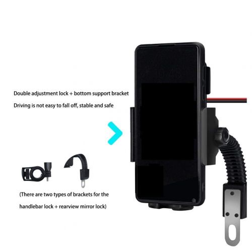  Jannyshop jannyshop Motorcycle Charging Stand Waterproof USB Holder Charger with Independent Power Switch Rear View Mirror for Mobile Phone Navigation