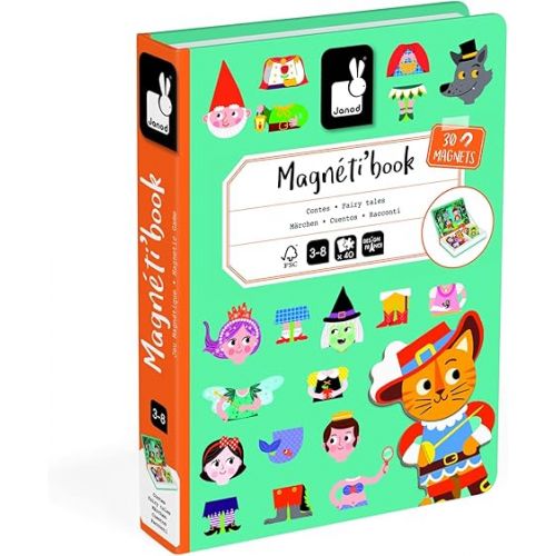  Janod - Magneti'Book Story Book - 40-Piece Magnetic Educational Set - Encourages Motor Skills and Imagination - Suitable for Ages 3 and Up, J02588