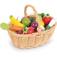 Janod 25 Piece Wooden Play Food Fruit and Vegetable Basket - Ages 3+ - J05620