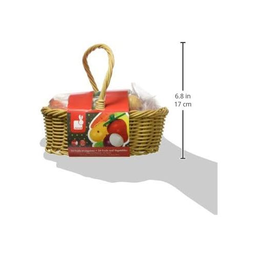  Janod 25 Piece Wooden Play Food Fruit and Vegetable Basket - Ages 3+ - J05620