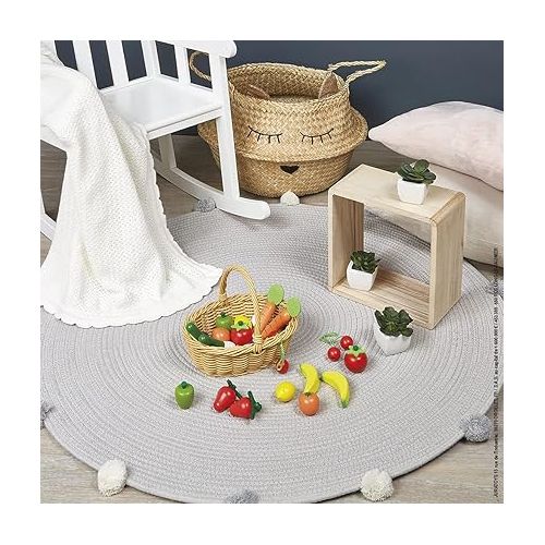  Janod 25 Piece Wooden Play Food Fruit and Vegetable Basket - Ages 3+ - J05620