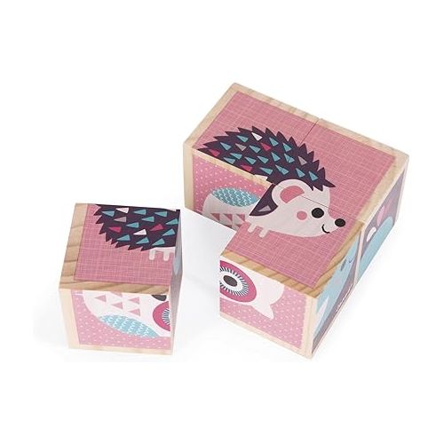  Janod Baby Forest My First 4 Blocks Baby Animals Wooden Puzzle Set - Ages 12 Months+ - J08001