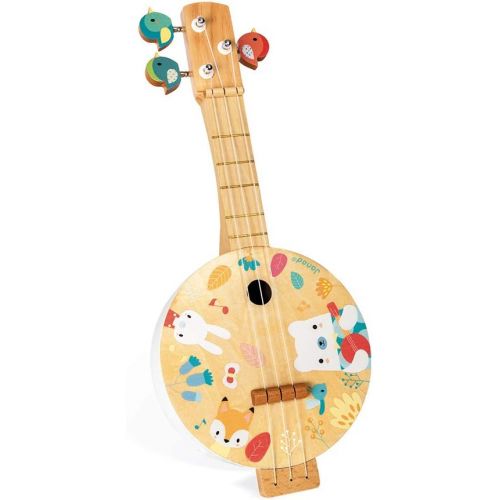  [아마존베스트]Janod Pure Banjo - Wooden Mini Guitar Musical Instrument  Classic Early Learning Toy  Encourages Musical Stimulation  Develops Fine Motor Skills - Ages 3+ Years