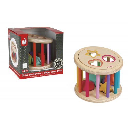  Janod I Wood Shape Sorter Drum, Mixed