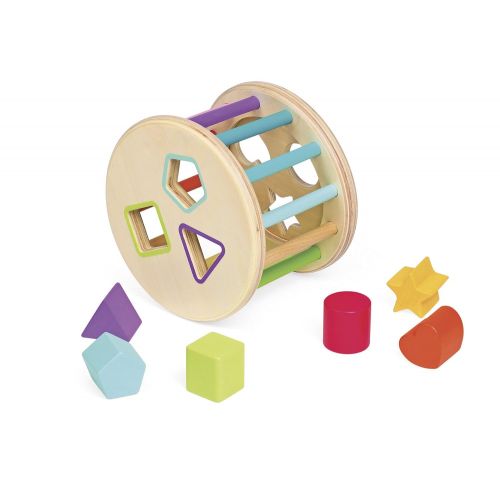  Janod I Wood Shape Sorter Drum, Mixed