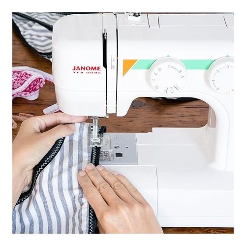  Janome MOD-15 Easy-to-Use Sewing Machine with 15 Stitches, Adjustable Stitch Length and 5-Piece Feed Dogs