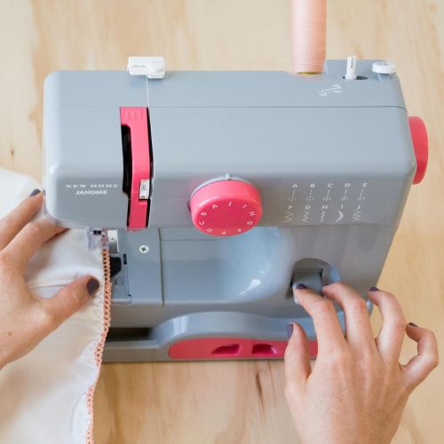  Janome Graceful Gray Basic, Easy-to-Use, 10-Stitch Portable, Compact Sewing Machine with Free Arm only 5 pounds