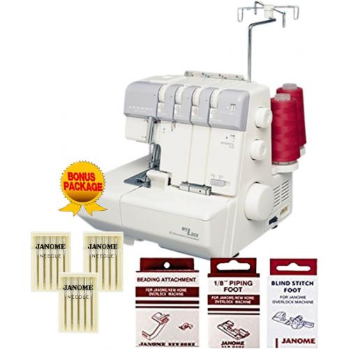  Janome MyLock 634D Overlock Serger, with Self Threading Lower Looper, Differential Feed, 2 needle, 234 Thread Overlock Stitching with FREE BONUS PACKAGE!