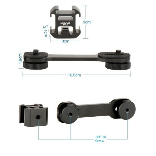  Jansite Triple Cold Shoe Mount Gimbal Extension Bracket, Universal Mic Stand and Light Mount Plate Adapter for Zhiyun Smooth 4/Smooth Q/DJI OSMO Mobile 2/Feiyu Vimble 2 Gimbal Stabilizer A