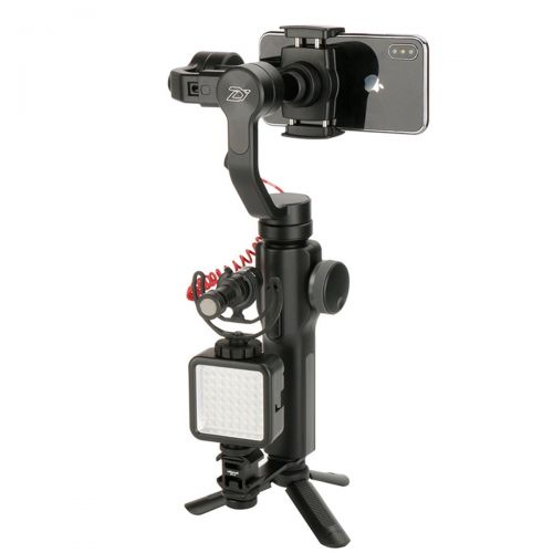  Jansite Triple Cold Shoe Mount Gimbal Extension Bracket, Universal Mic Stand and Light Mount Plate Adapter for Zhiyun Smooth 4/Smooth Q/DJI OSMO Mobile 2/Feiyu Vimble 2 Gimbal Stabilizer A
