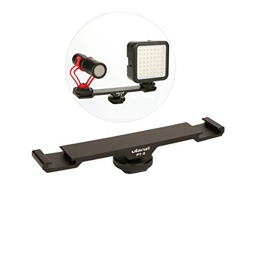  Jansite Dual Cold Shoe Mount Plate Extension Bracket for Nikon Canon DSLR Camera LED Video Light Microphone