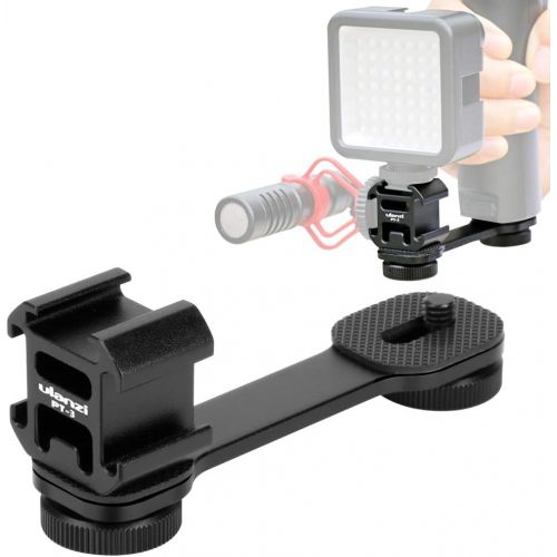  Jansite Triple Cold Shoe Mount Extension Bracket,Microphone LED Video Light Stand Rig Mount Plate Adapter for Zhiyun Smooth 4 Q for DJI OSMO Mobile 2 Feiyu Vimble 2 Gimbal Stabilizer