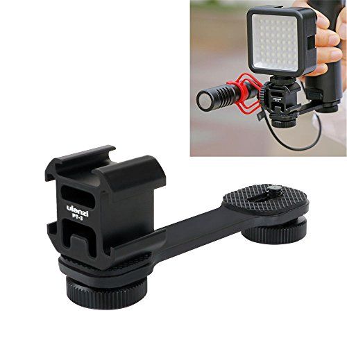  Jansite Triple Cold Shoe Mount Gimbal Extension Bracket, Universal Mic Stand and Light Mount Plate Adapter for Zhiyun Smooth 4/Smooth Q/DJI OSMO Mobile 2/Feiyu Vimble 2 Gimbal Stabilizer A