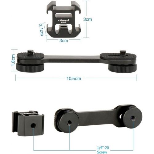  Jansite Triple Cold Shoe Mount Gimbal Extension Bracket, Universal Mic Stand and Light Mount Plate Adapter for Zhiyun Smooth 4/Smooth Q/DJI OSMO Mobile 2/Feiyu Vimble 2 Gimbal Stabilizer A