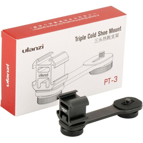  Jansite Triple Cold Shoe Mount Gimbal Extension Bracket, Universal Mic Stand and Light Mount Plate Adapter for Zhiyun Smooth 4/Smooth Q/DJI OSMO Mobile 2/Feiyu Vimble 2 Gimbal Stabilizer A