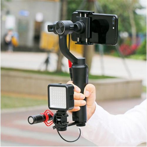  Jansite Triple Cold Shoe Mount Gimbal Extension Bracket, Universal Mic Stand and Light Mount Plate Adapter for Zhiyun Smooth 4/Smooth Q/DJI OSMO Mobile 2/Feiyu Vimble 2 Gimbal Stabilizer A