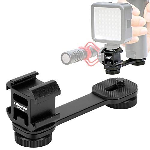  Jansite Triple Cold Shoe Mount Extension Bracket,Microphone LED Video Light Stand Rig Mount Plate Adapter for Zhiyun Smooth 4 Q for DJI OSMO Mobile 2 Feiyu Vimble 2 Gimbal Stabilizer