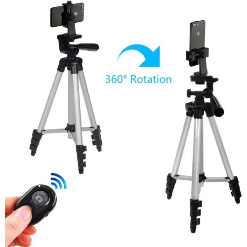  [아마존베스트]Jansite Phone Tripod Mount for iPhone with Remote 360° Rotation Smartphone Holder Phone Adapter Clip Compatible with iPhone 11 Pro Xs Max XR X 8 7 6 6s Plus Samsung Nexus