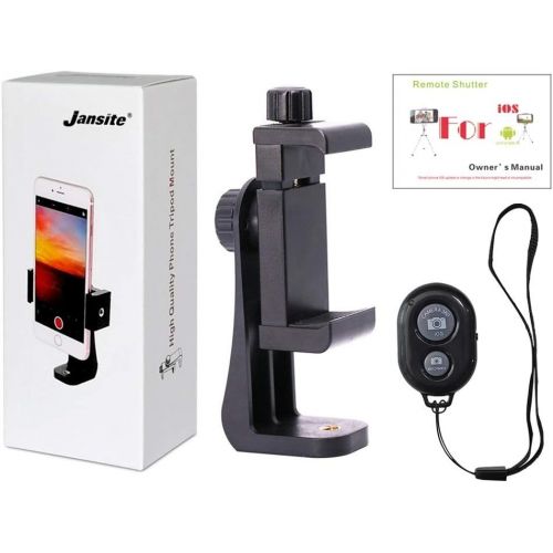  [아마존베스트]Jansite Phone Tripod Mount for iPhone with Remote 360° Rotation Smartphone Holder Phone Adapter Clip Compatible with iPhone 11 Pro Xs Max XR X 8 7 6 6s Plus Samsung Nexus