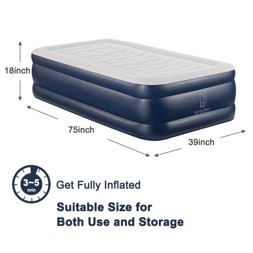  JantoDec Air Mattress Twin Size Inflatable Mattress PVC Inflatable Bed with Built in Pump Easy & Fast Inflation Comfortable & Skin Friendly Flocked Top Twin Air Mattress Ergonomic
