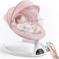 Jaoul Electric Baby Swing with Bluetooth, Remote Control, Music, 5 Swing Speeds, Harness - For Infants