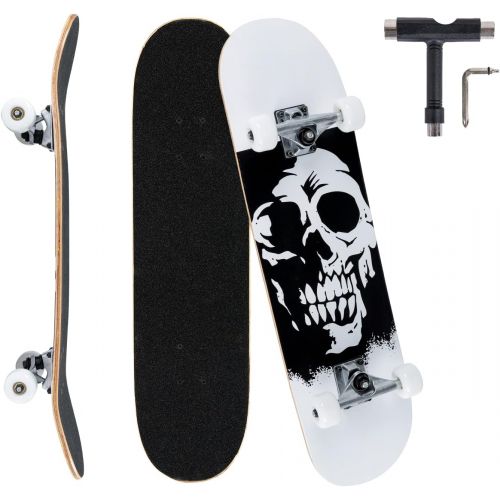  Jaoul Cruiser Skateboards for Beginners Complete Maple Skateboard 31 Inch for Girls Boys Youth Adults Kids Double Kick Standard Skateboard