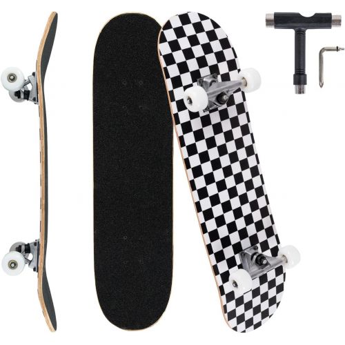  Jaoul Cruiser Skateboards for Beginners Complete Maple Skateboard 31 Inch for Girls Boys Youth Adults Kids Double Kick Standard Skateboard