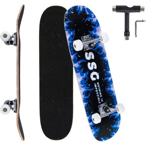  Jaoul Cruiser Skateboards for Beginners Complete Maple Skateboard 31 Inch for Girls Boys Youth Adults Kids Double Kick Standard Skateboard