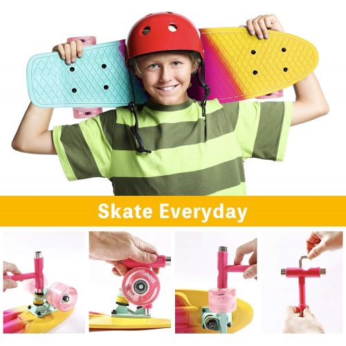  Jaoul Cruiser Skateboard for Kids Ages 6-12 Completed Skateboards for Girls Boys Beginners, Gift Idea Mini 22 Plastic Skate Board