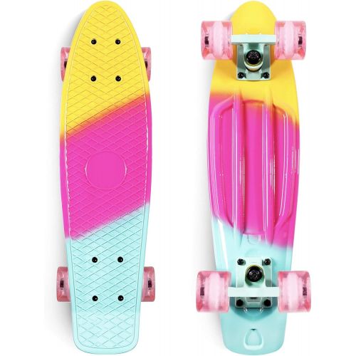  Jaoul Cruiser Skateboard for Kids Ages 6-12 Completed Skateboards for Girls Boys Beginners, Gift Idea Mini 22 Plastic Skate Board