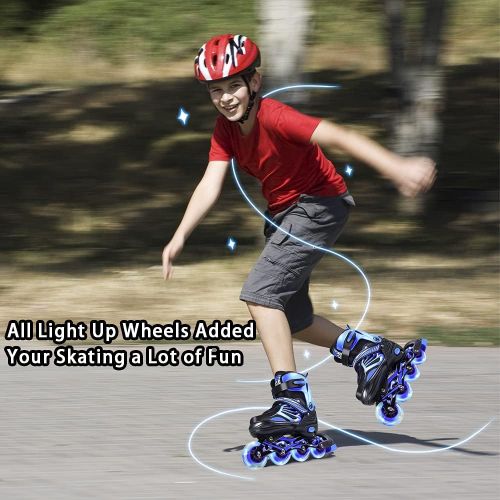  Jaoul Inline Roller Skates Blades for Adults Women Men Light Up Wheels, Size Adjustable Outdoor Roller Skates