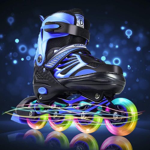  Jaoul Inline Roller Skates Blades for Adults Women Men Light Up Wheels, Size Adjustable Outdoor Roller Skates