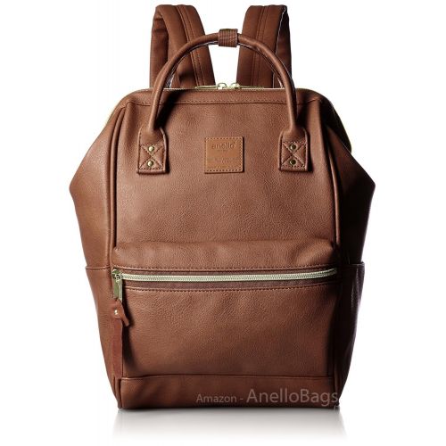  Japan Anello Backpack Unisex BROWN MINI SMALL PU LEATHER Rucksack School Bag Campus