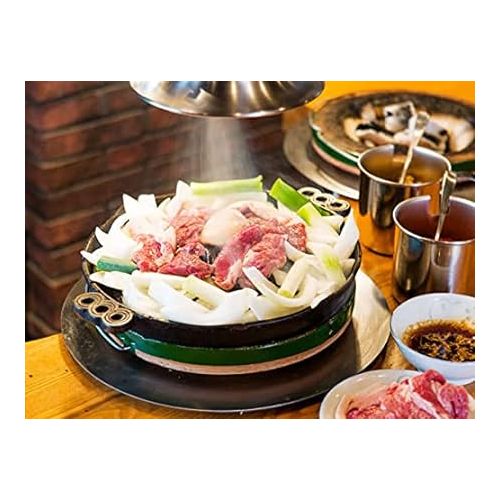  JapanBargain 1797, Ikenaga Korean BBQ Plate Genghis Khan Barbecue Grill Plate Mongolian Heavy Duty Cast Iron Stovetop BBQ Grill Pan Griddle, 11.4 inches