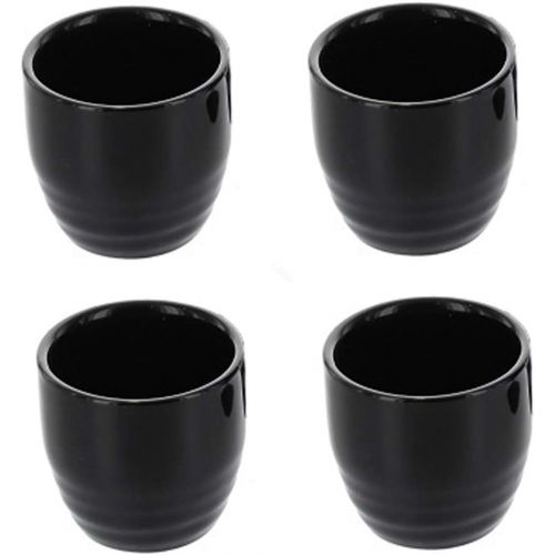 [아마존베스트]JapanBargain, Sake Cups Set Japanese Porcelain Wine Saki Cup Small Tea Cup 1.5 oz Microwave and Dishwasher Safe Set of 4 (1, Blackx4)